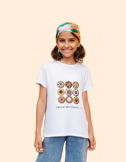 I Accept All Cookies Tshirt | Sizes 1Y - 6Y | White