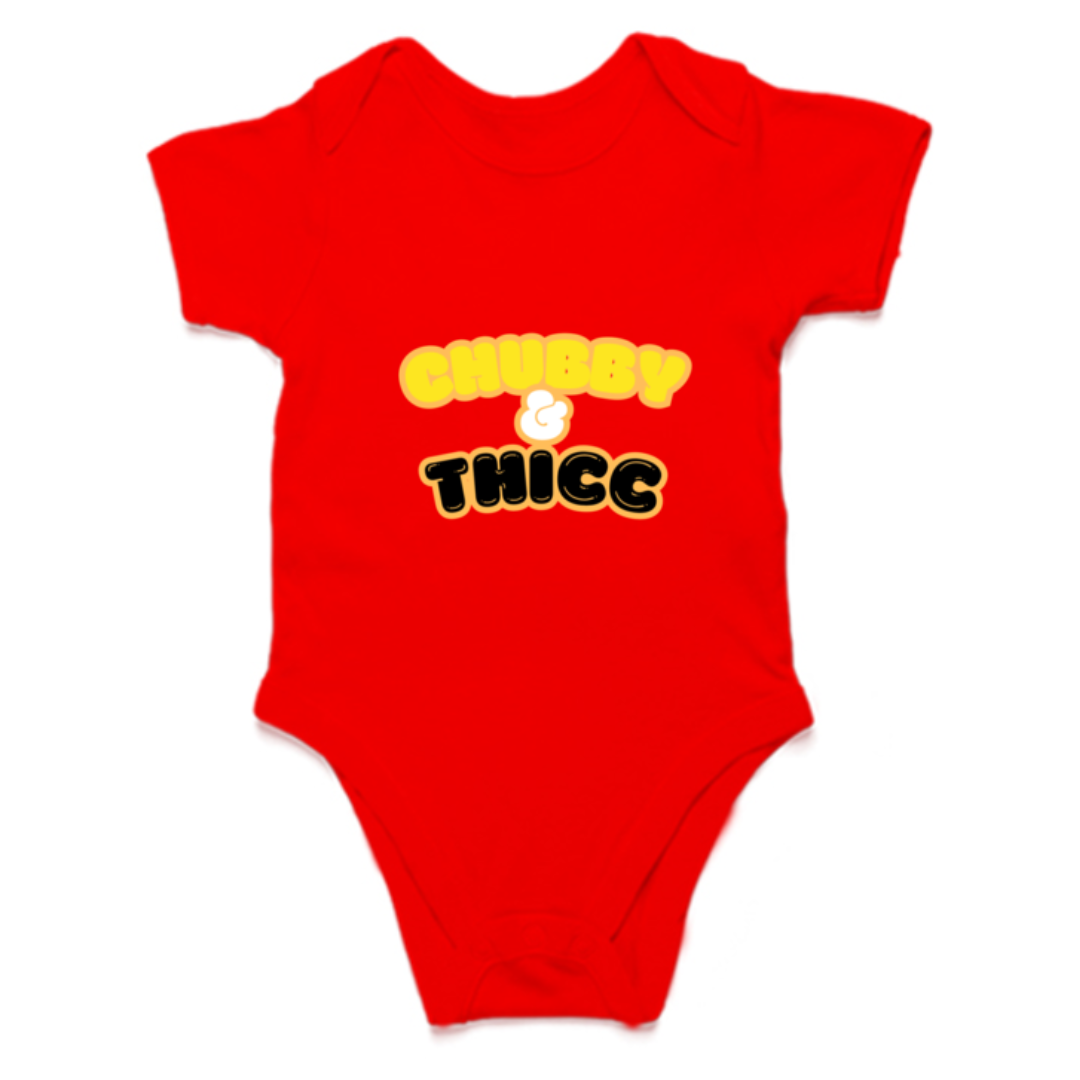 Chubby and Thicc Baby Romper | Unisex | Red and White| 0-12 Months