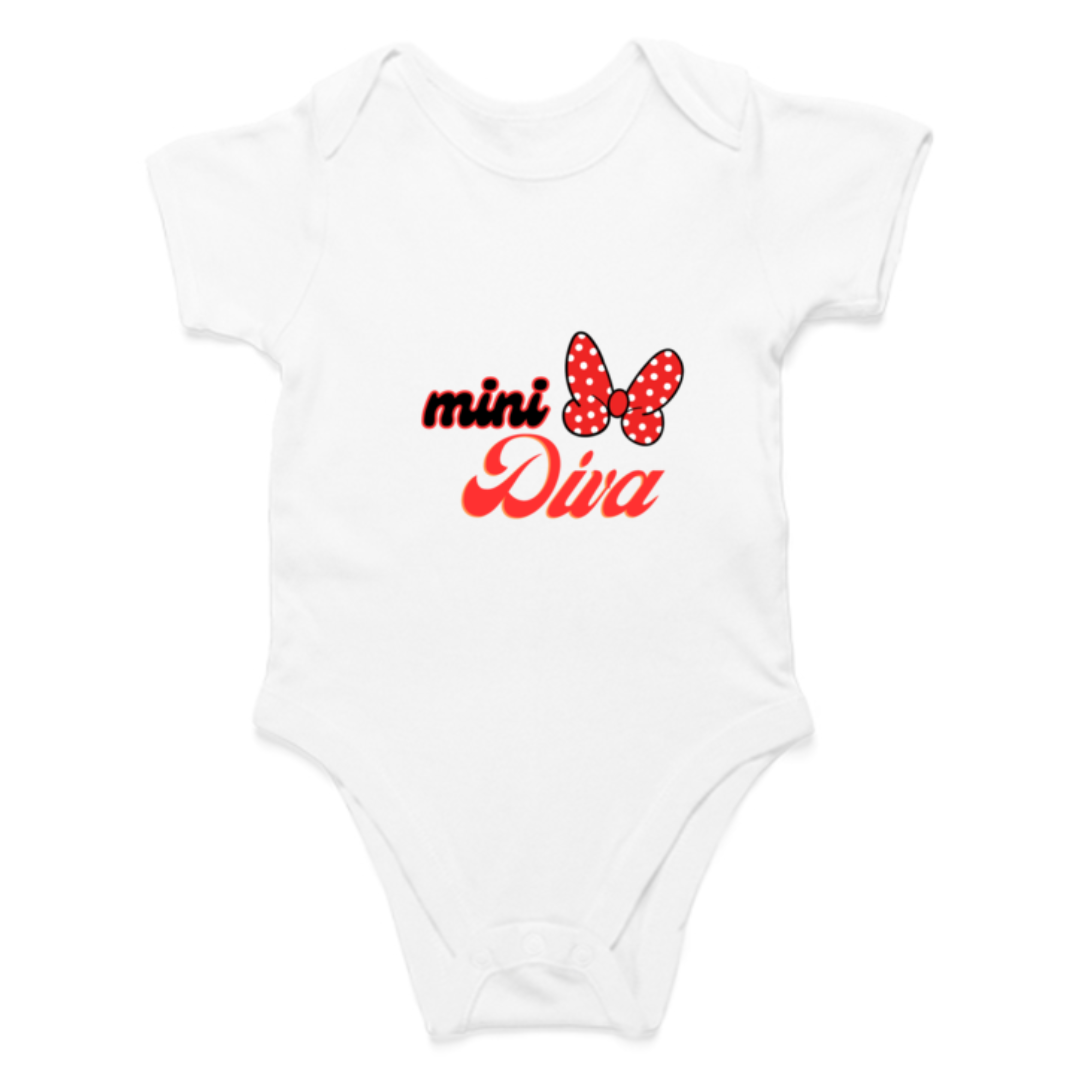 Mini Diva White Romper for Little Girls | 0-12 Months